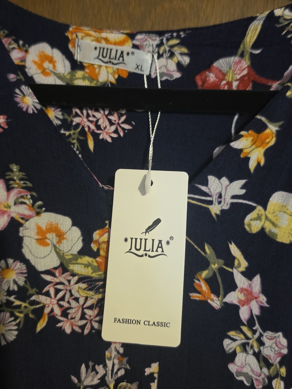 NWT Floral Navy Midi Dress with Pink & Yellow Blooms - Picture 5 of 7